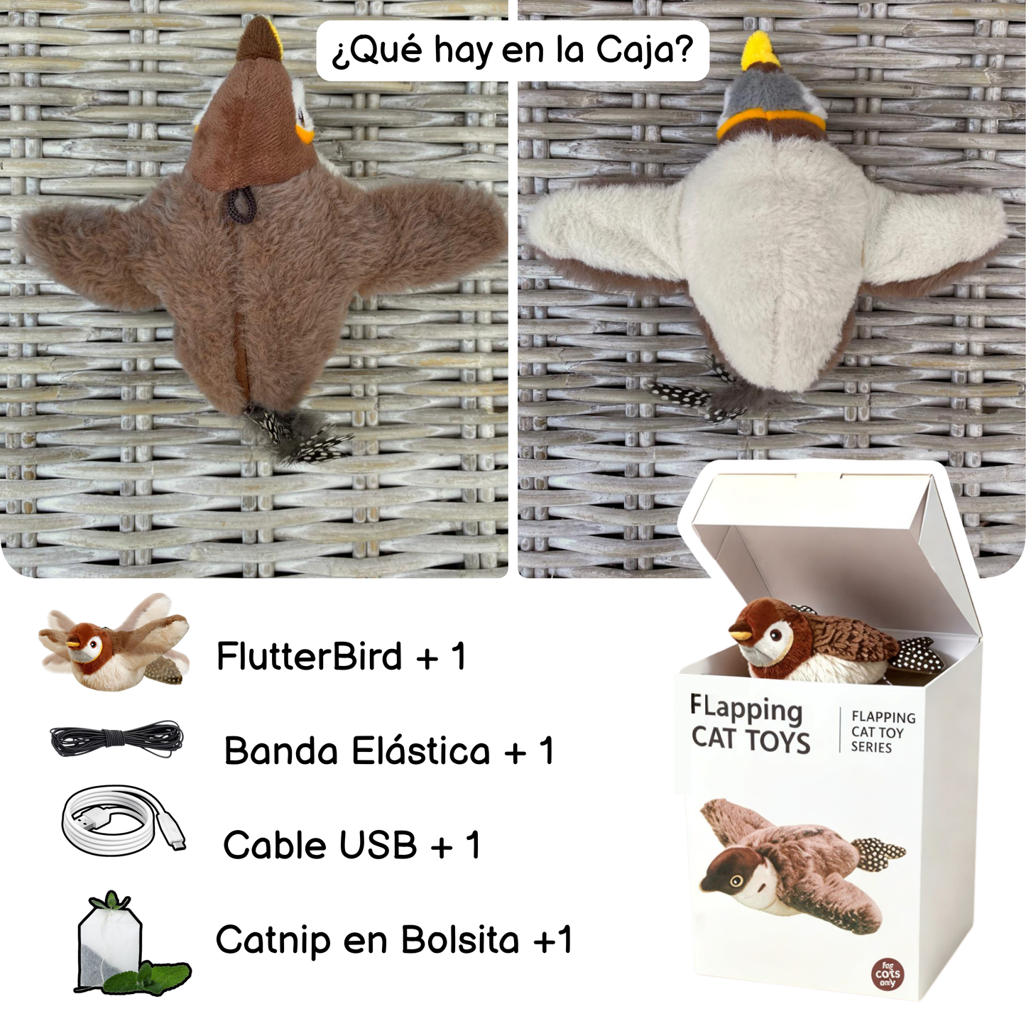 Pájaro aleteador para gatos y perros